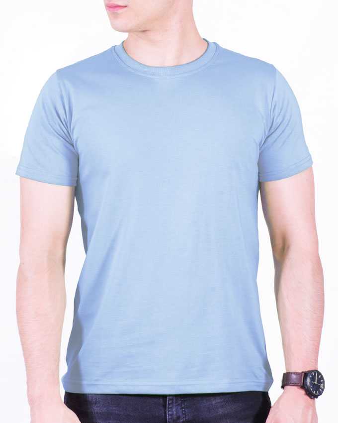 تیشرت آستین کوتاه سوپر نخ پنبه مردانه و زنانه رنگ آبی طوسی